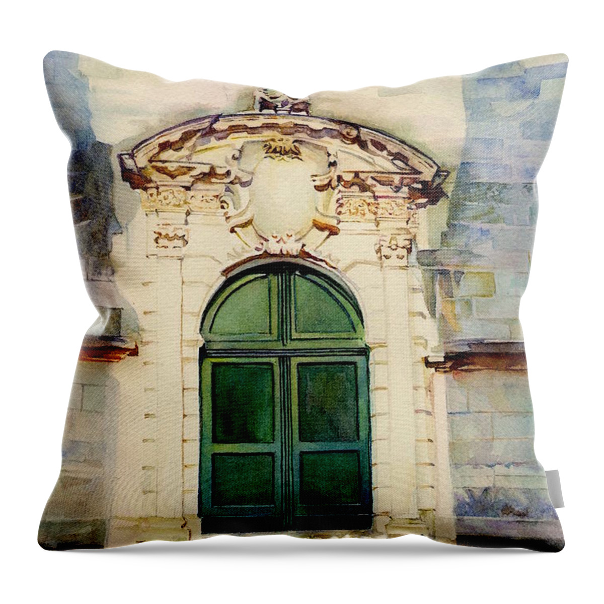 Porte Throw Pillow featuring the painting La Porte du Palais by Francoise Chauray