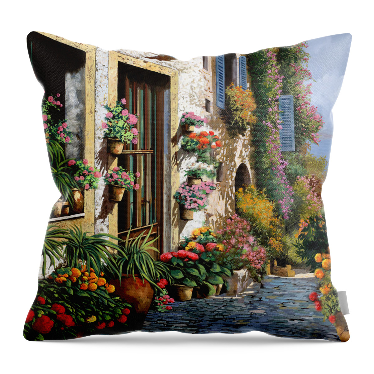 Seascape Throw Pillow featuring the painting La Strada Del Lago by Guido Borelli