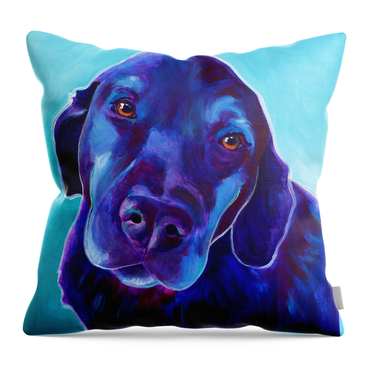 Dog Throw Pillow featuring the painting Lab - Gus by Dawg Painter
