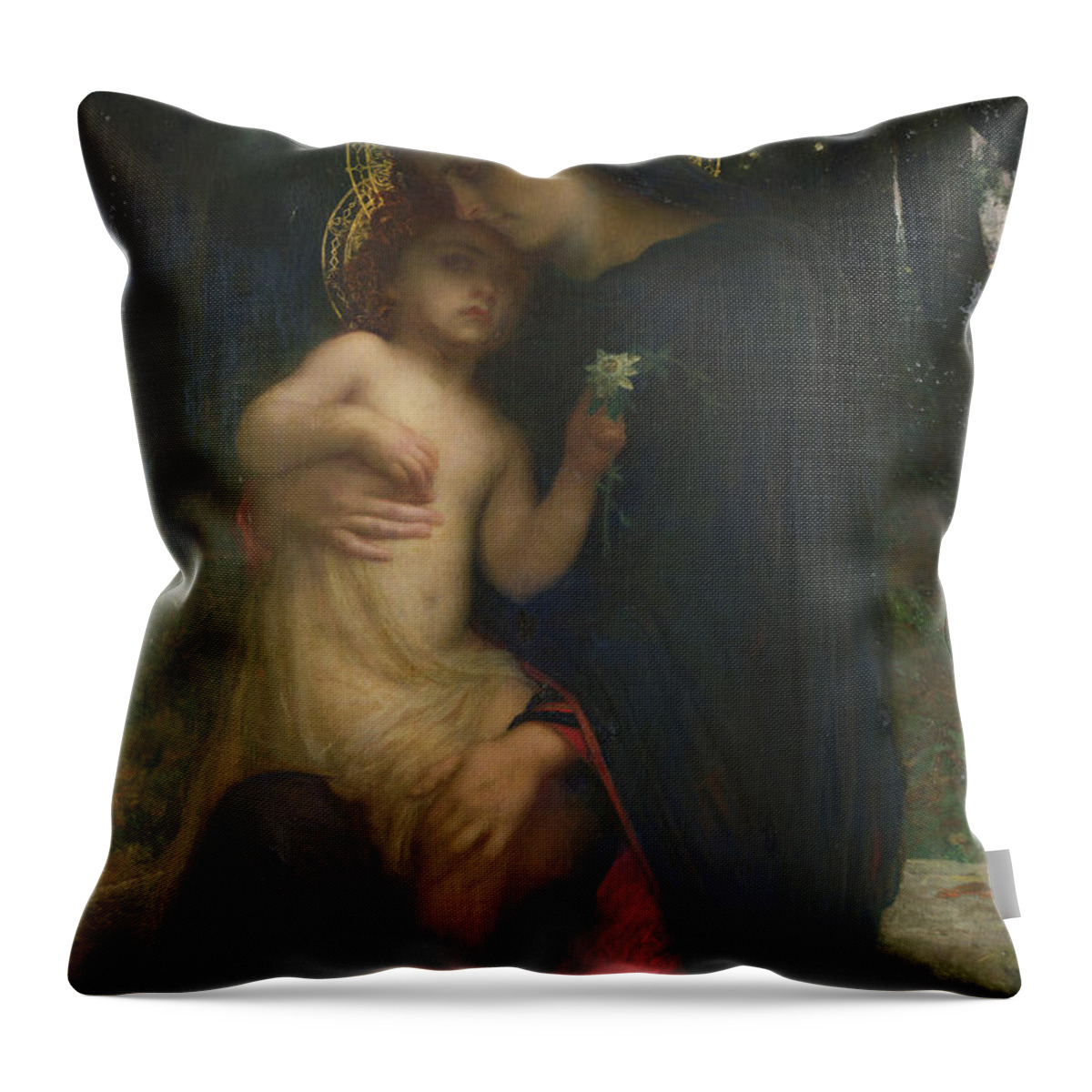 L'addolorata Throw Pillow featuring the painting LAddolorata by Antoine Auguste Ernest Herbert or Hebert