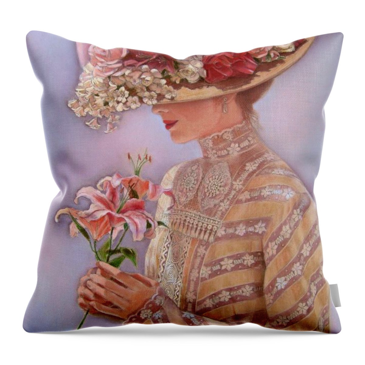 Elegant Throw Pillow featuring the painting Lady Jessica by Sue Halstenberg