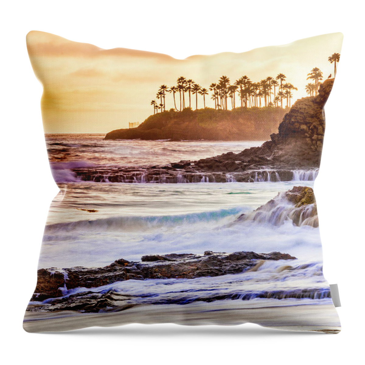 California Beaches Throw Pillow featuring the photograph Laguna Beach at Sunset by Donald Pash