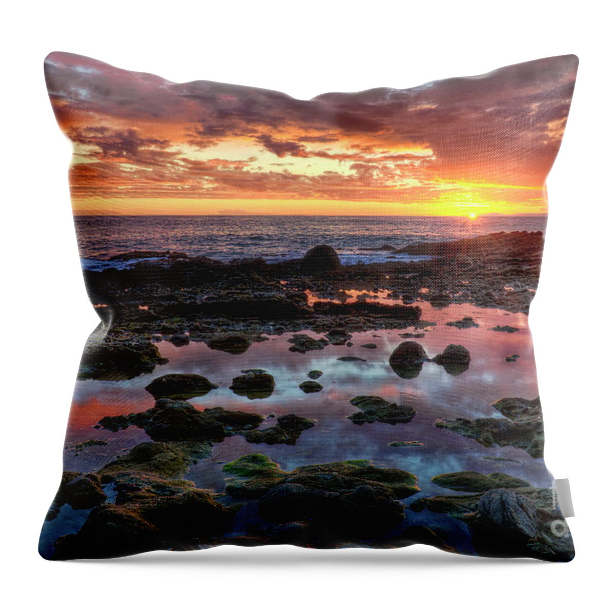 Laguna Throw Pillow featuring the photograph Laguna Beach Tidepools at Sunset by Eddie Yerkish