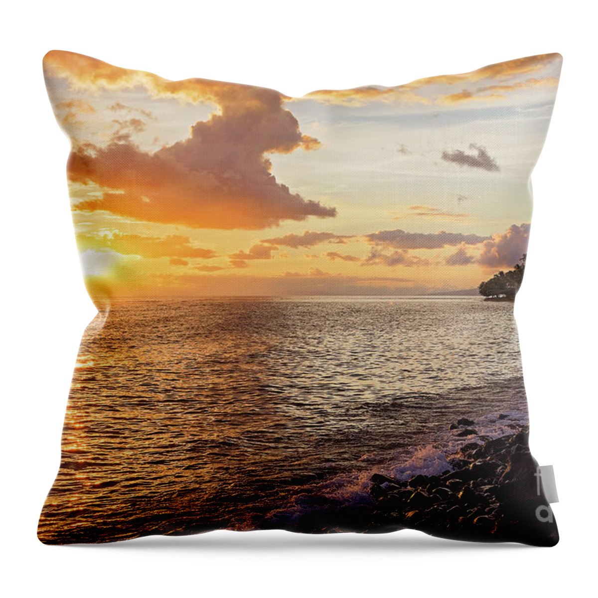 Lahaina Throw Pillow featuring the photograph Lahaina Sunset by Eddie Yerkish