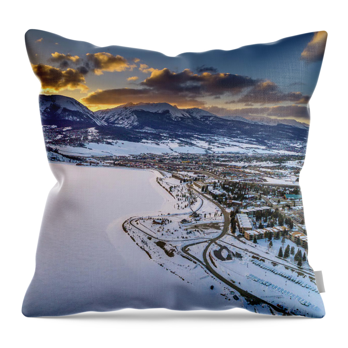 Lake Dillon Throw Pillow featuring the photograph Lake Dillon Sunset by Sebastian Musial