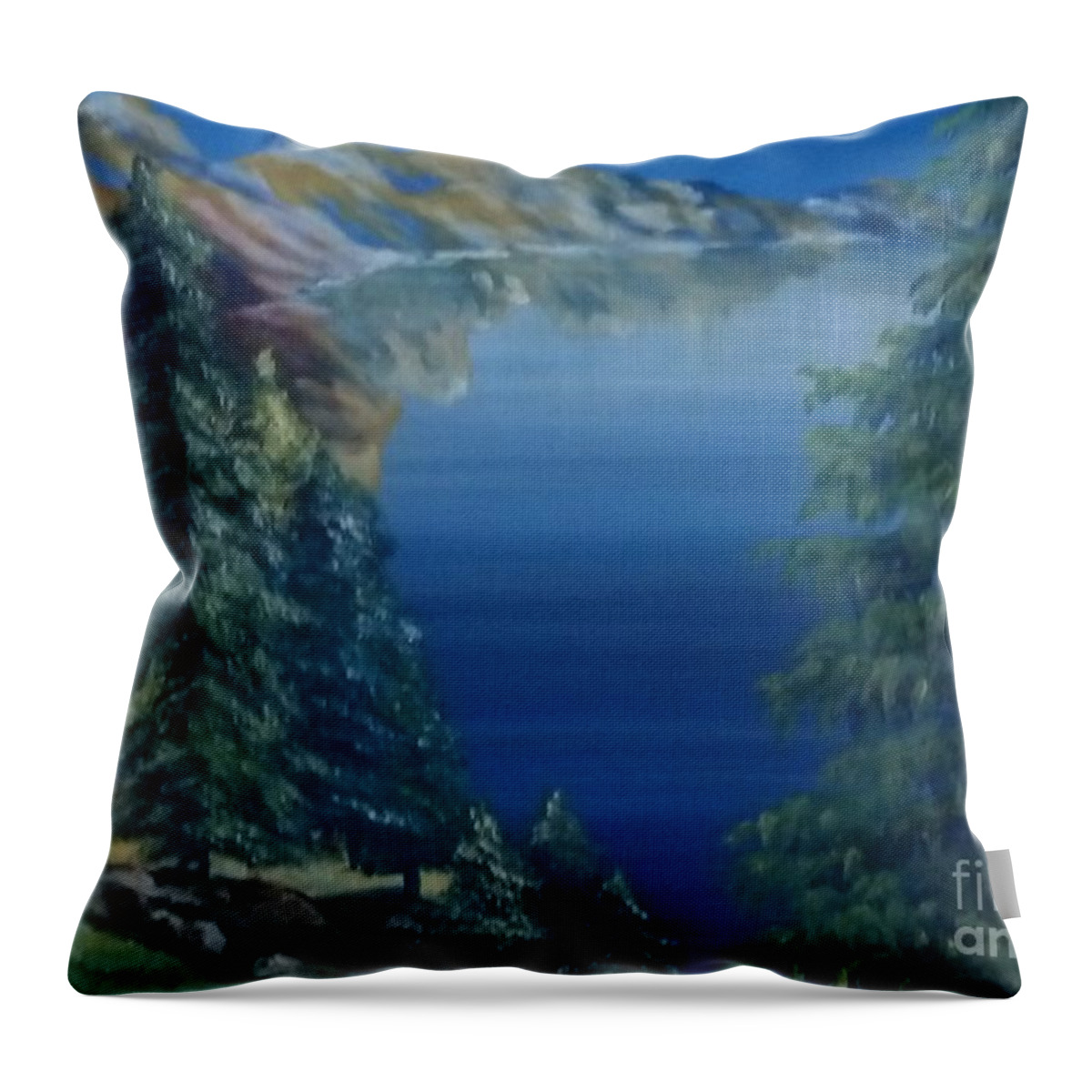 Lake Throw Pillow featuring the painting Lake by Saundra Johnson