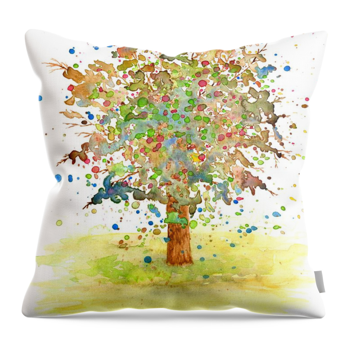 Tree Throw Pillow featuring the painting Landscape 466 by Lucie Dumas