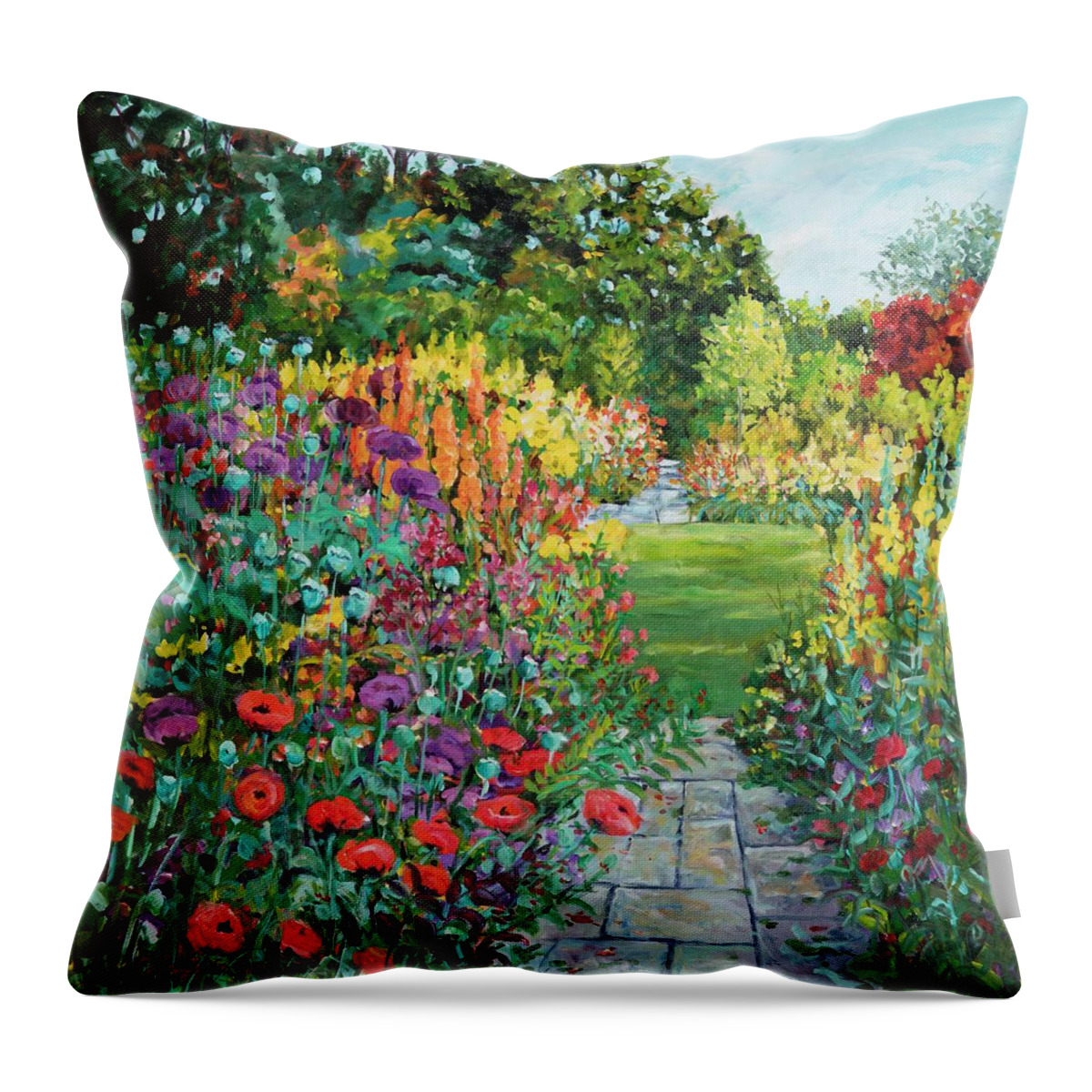 Flowers Throw Pillow featuring the painting Landscape with Poppies by Ingrid Dohm
