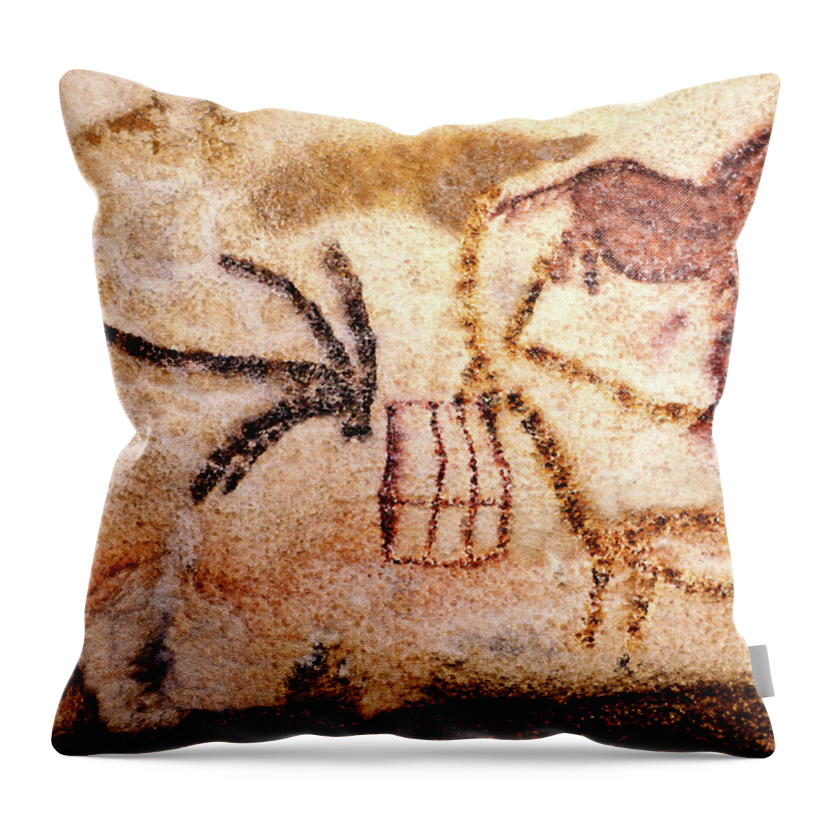 Lascaux Throw Pillow featuring the digital art Lascaux - Two Ibex by Weston Westmoreland