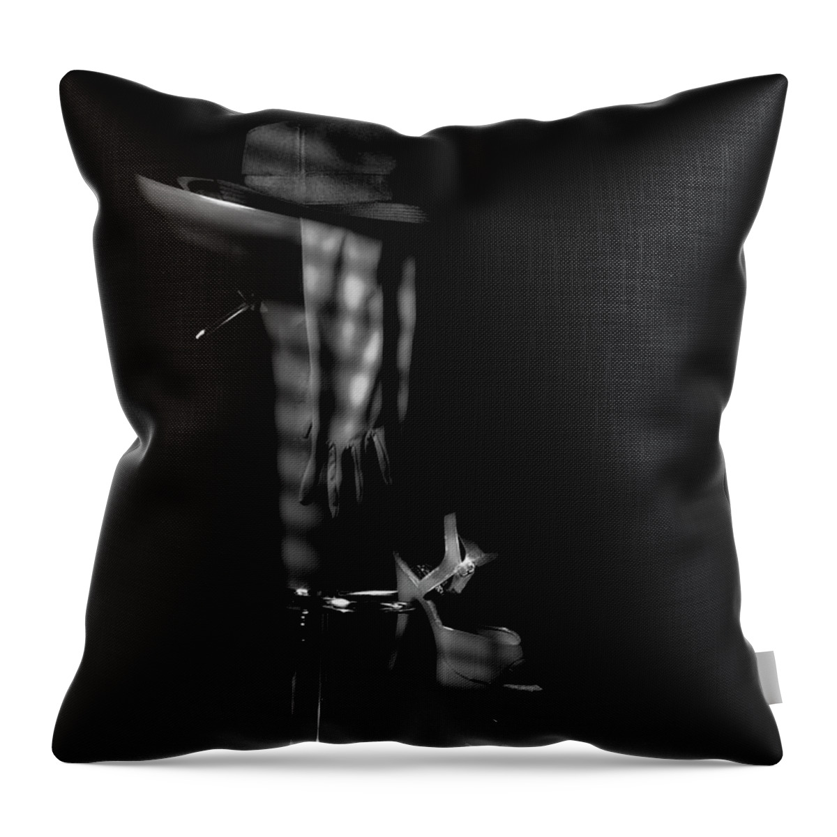 Film Noir Throw Pillow featuring the photograph Last Call in Black and White by Tom Mc Nemar