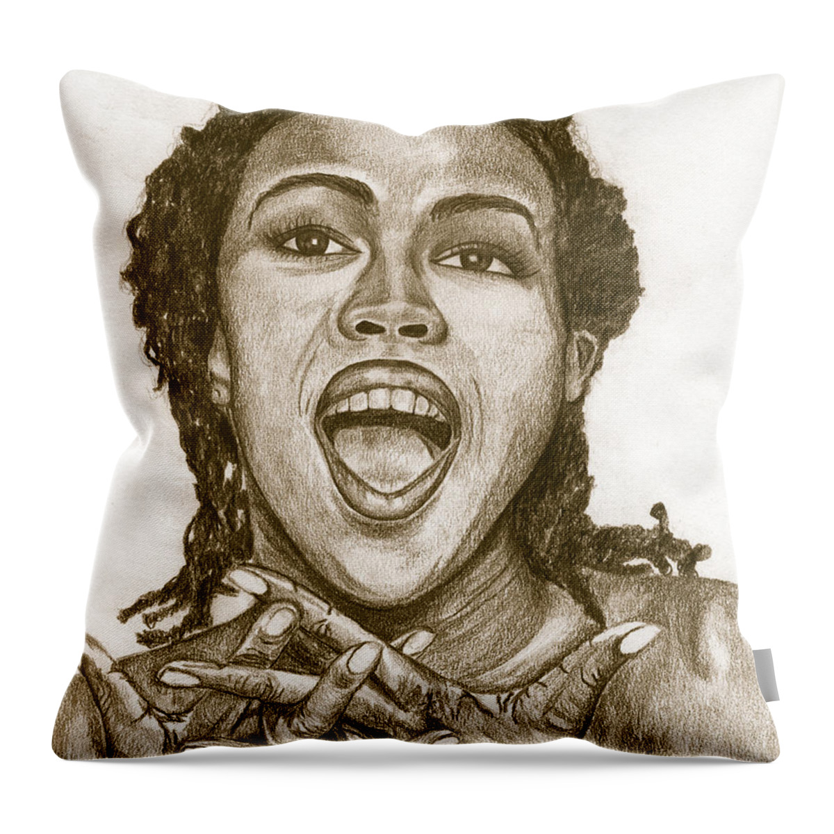 Lauryn Hill Throw Pillow featuring the painting Lauryn Hill by Debbie DeWitt