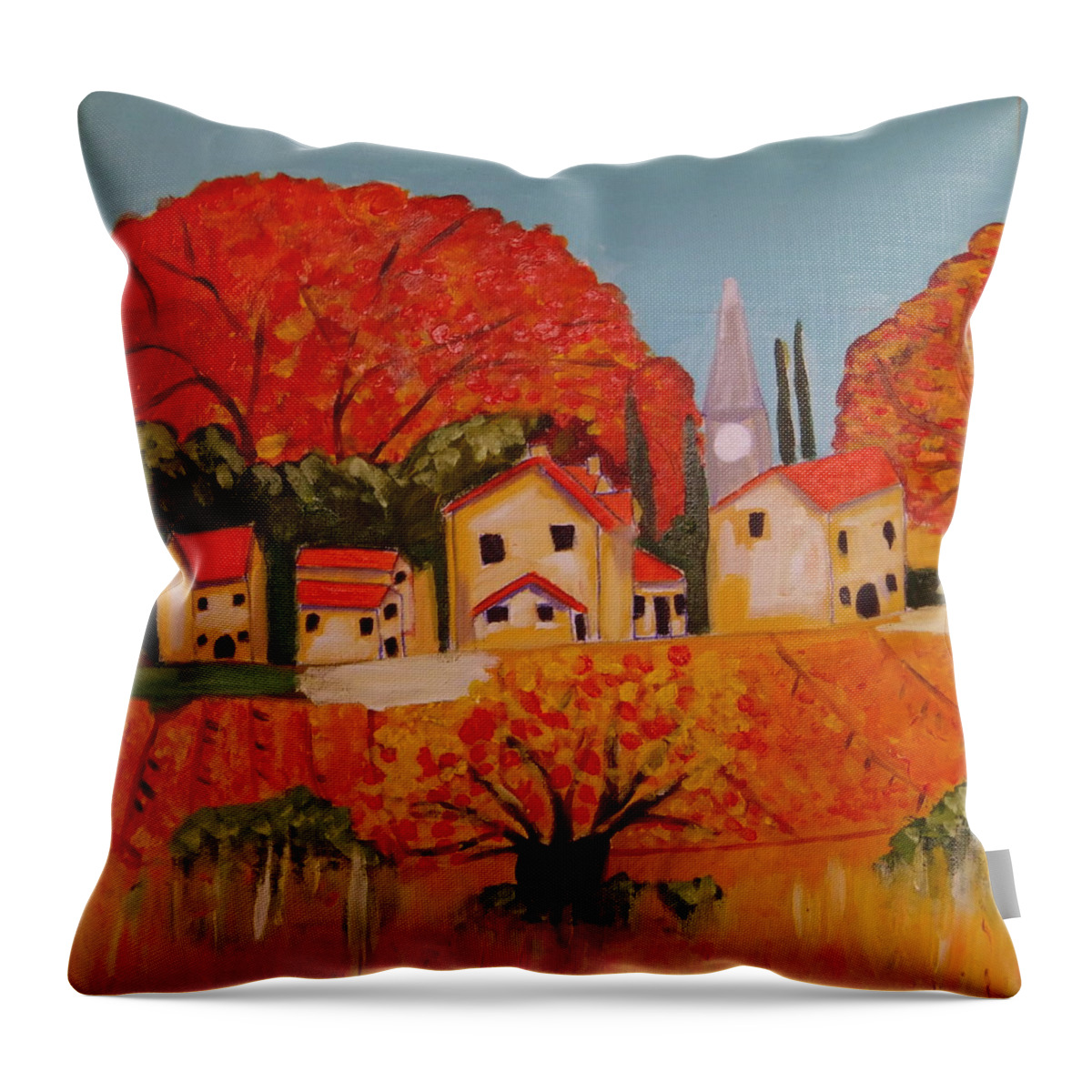 Provence Throw Pillow featuring the painting L'Automne en Beaucaire Provence by Rusty Gladdish