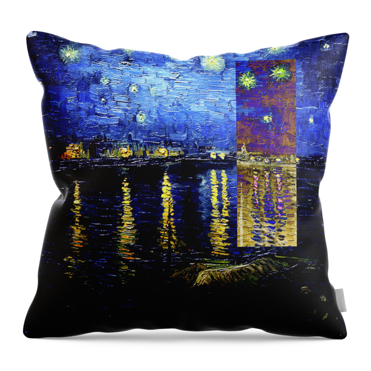 Postmodernism Throw Pillow featuring the digital art Layered 15 van Gogh by David Bridburg