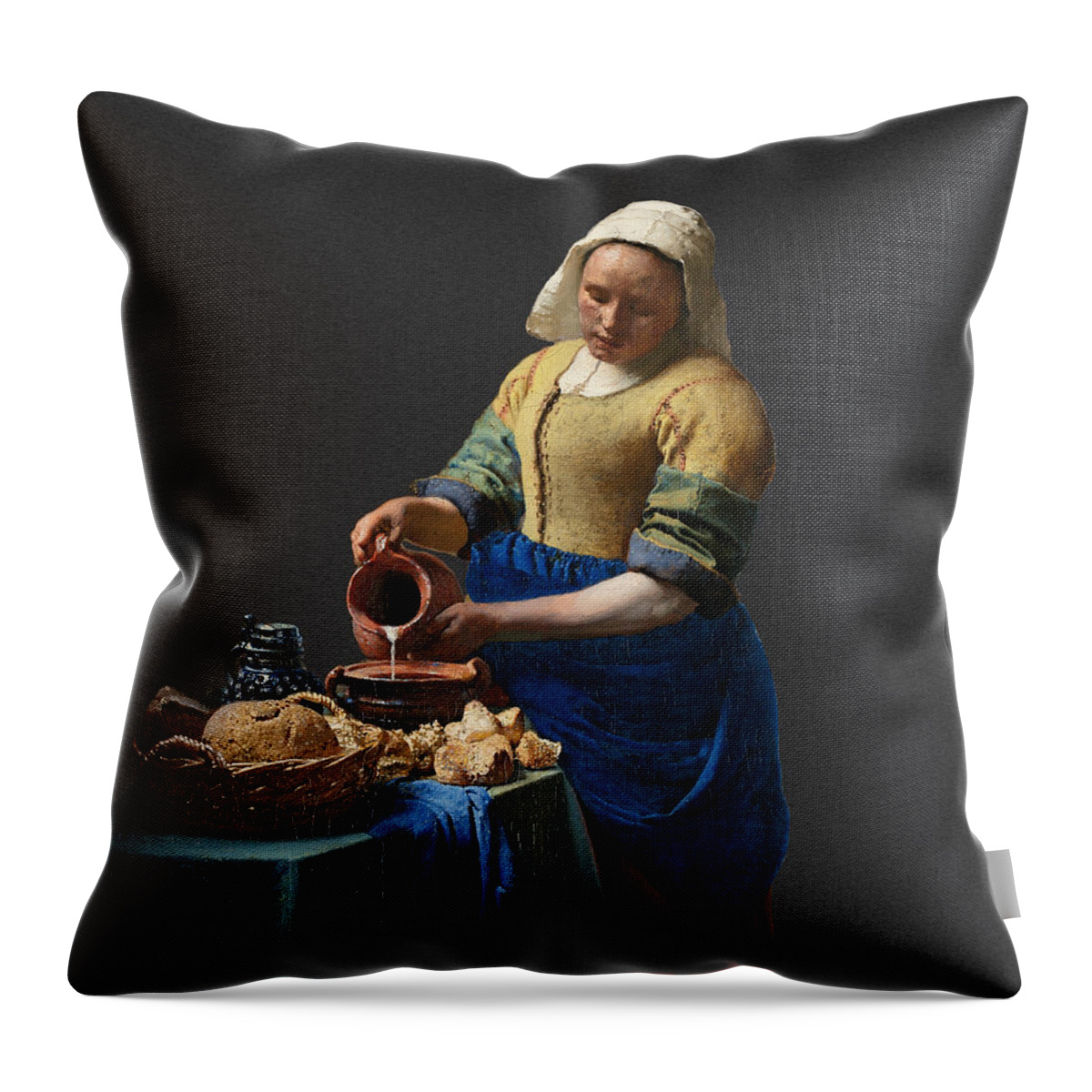 Postmodernism Throw Pillow featuring the digital art Layered 16 Vermeer by David Bridburg