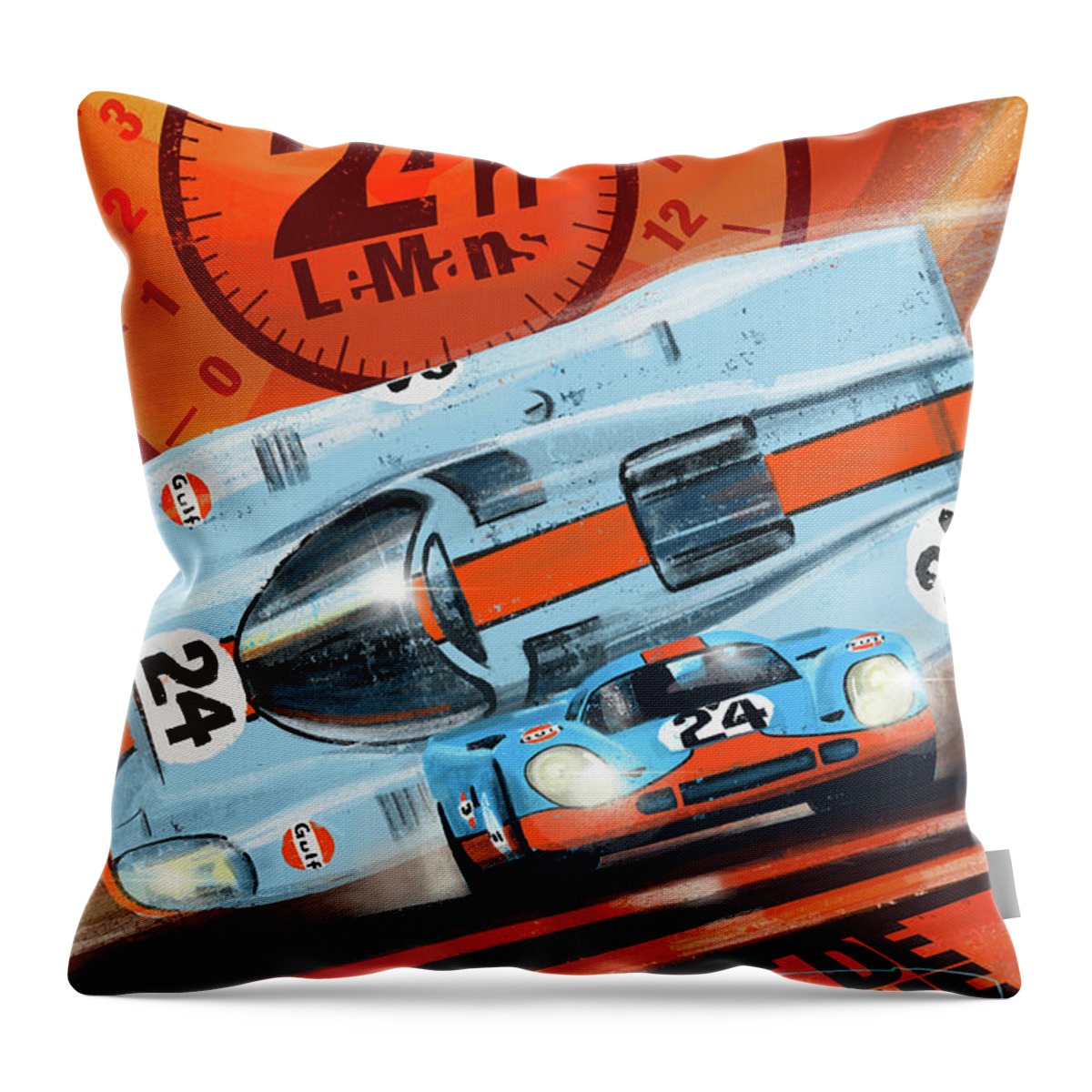 Le Mans Throw Pillow featuring the painting Le Mans 24H by Sassan Filsoof