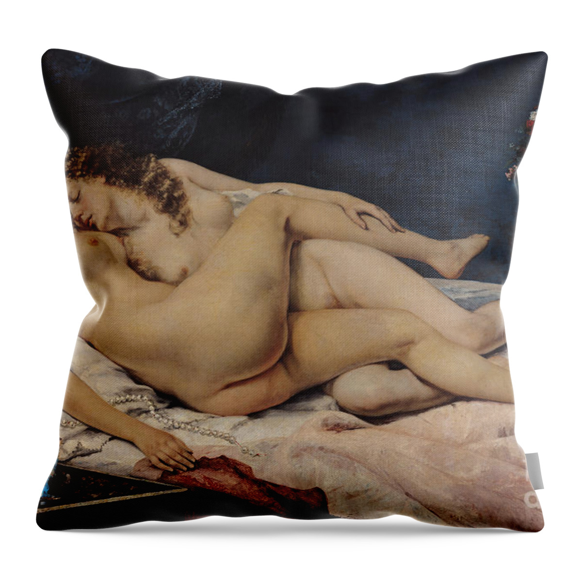 Love Throw Pillow featuring the painting Sleep by Gustave Courbet by Gustave Courbet
