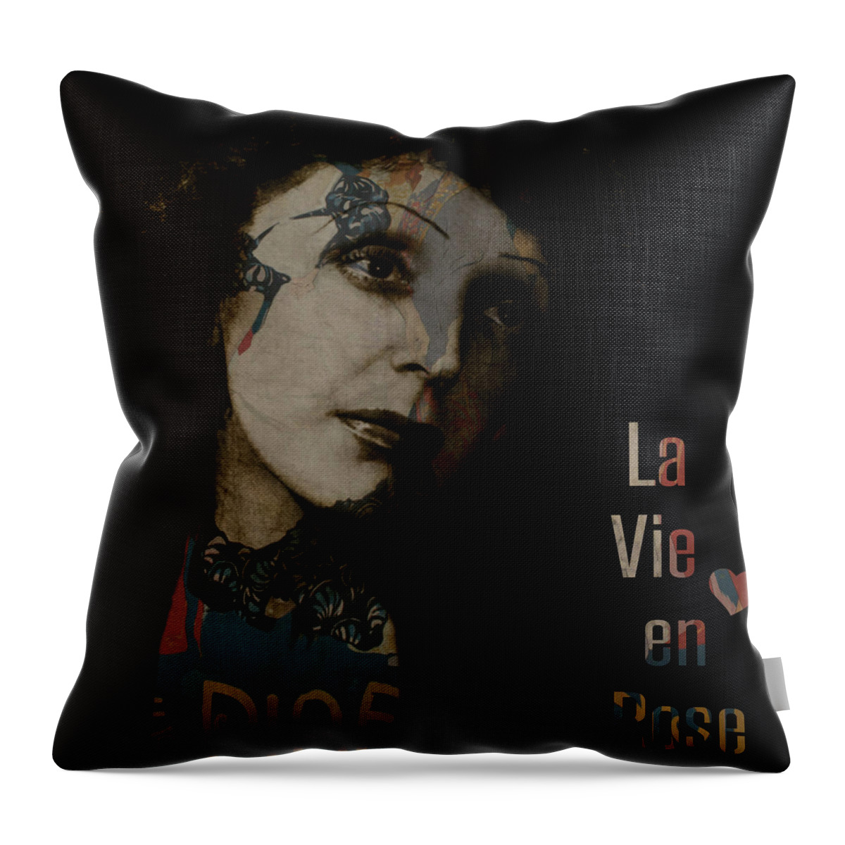 Edith Piaf Throw Pillow featuring the digital art Le Vie En Rose by Paul Lovering