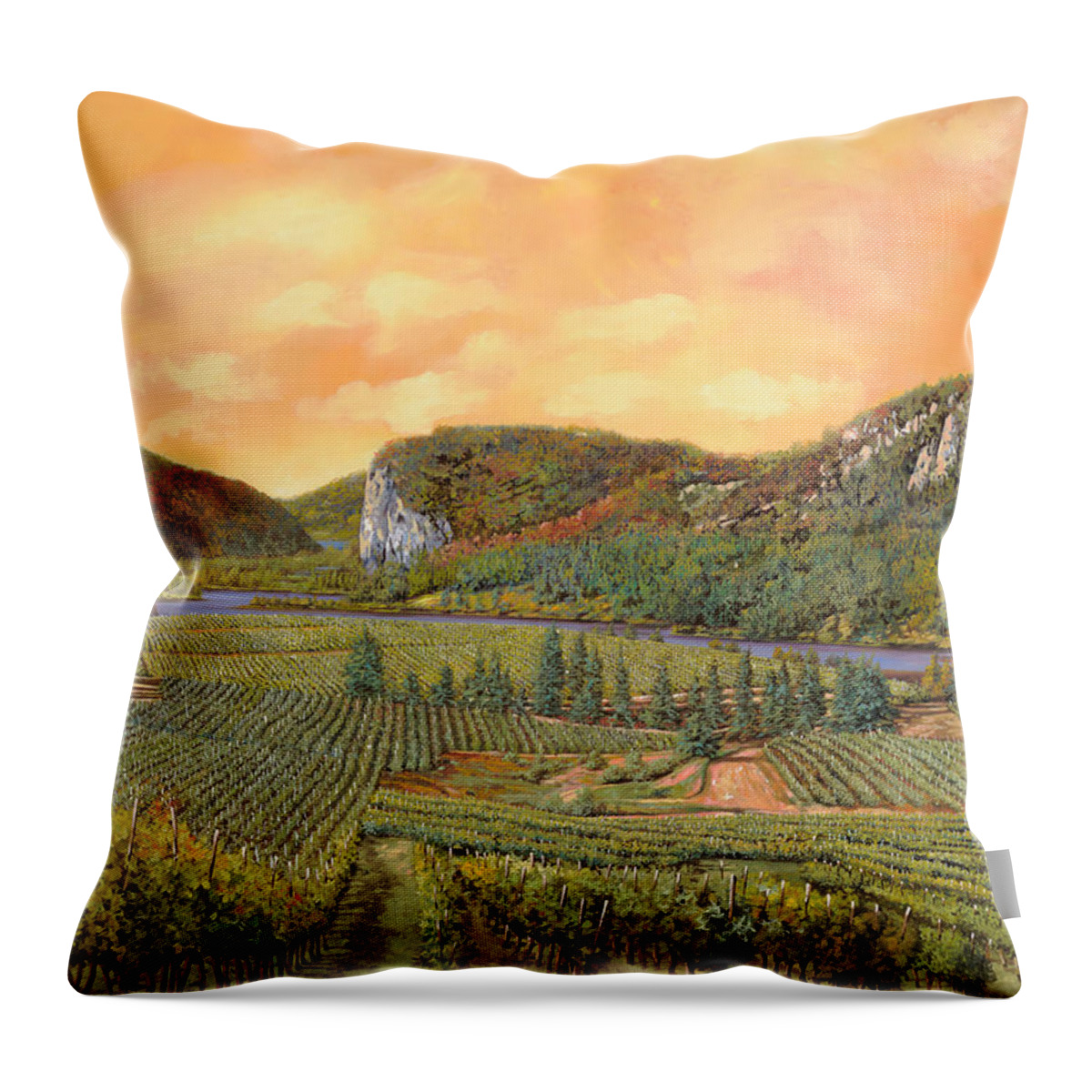 Vineyard Throw Pillow featuring the painting Le Vigne Nel 2010 by Guido Borelli