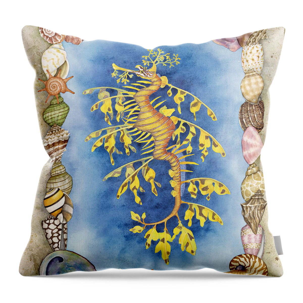 Leafy Sea Dragon Throw Pillow featuring the painting Leafy Sea Dragon by Lucy Arnold