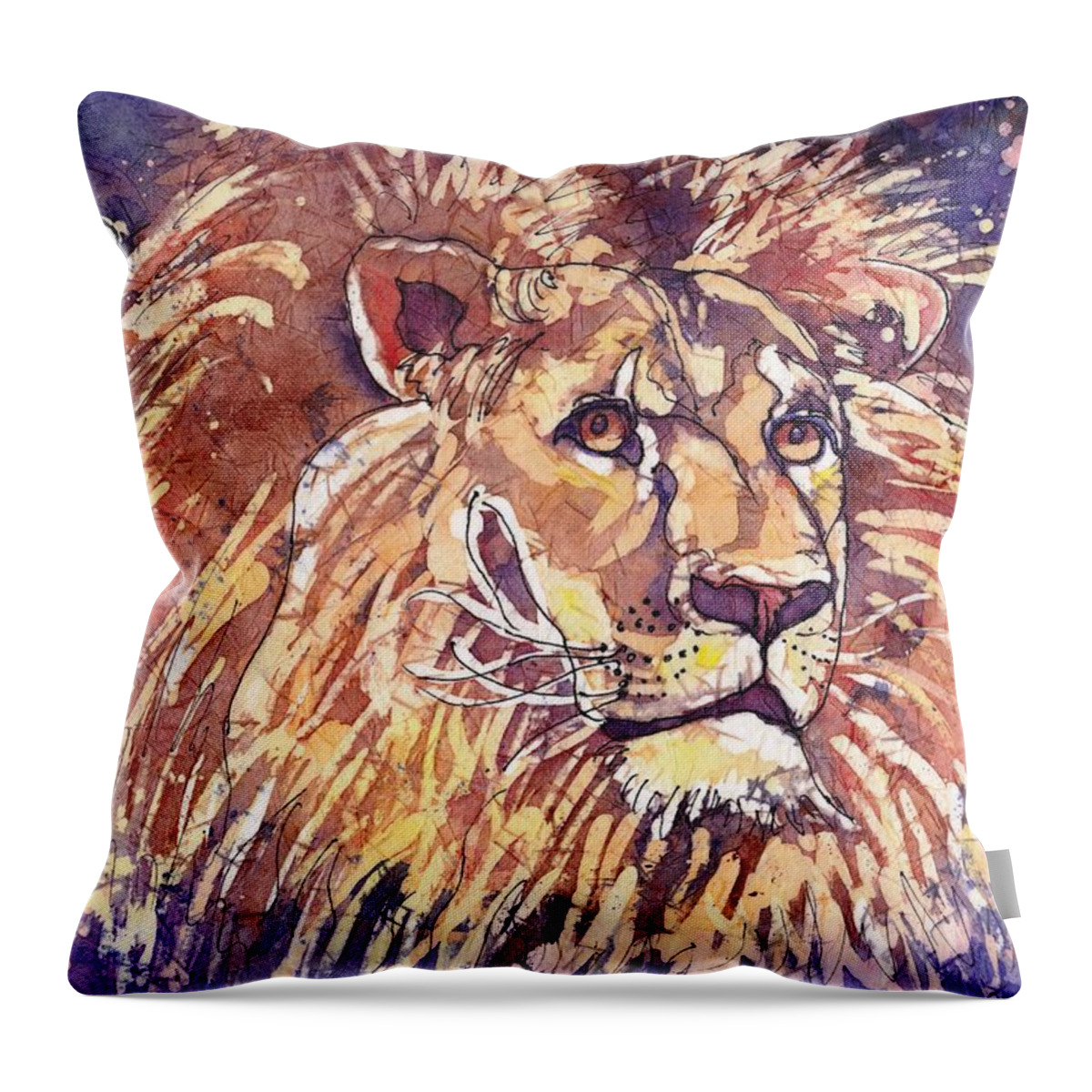 Zodiac Throw Pillow featuring the painting Leo by Ruth Kamenev