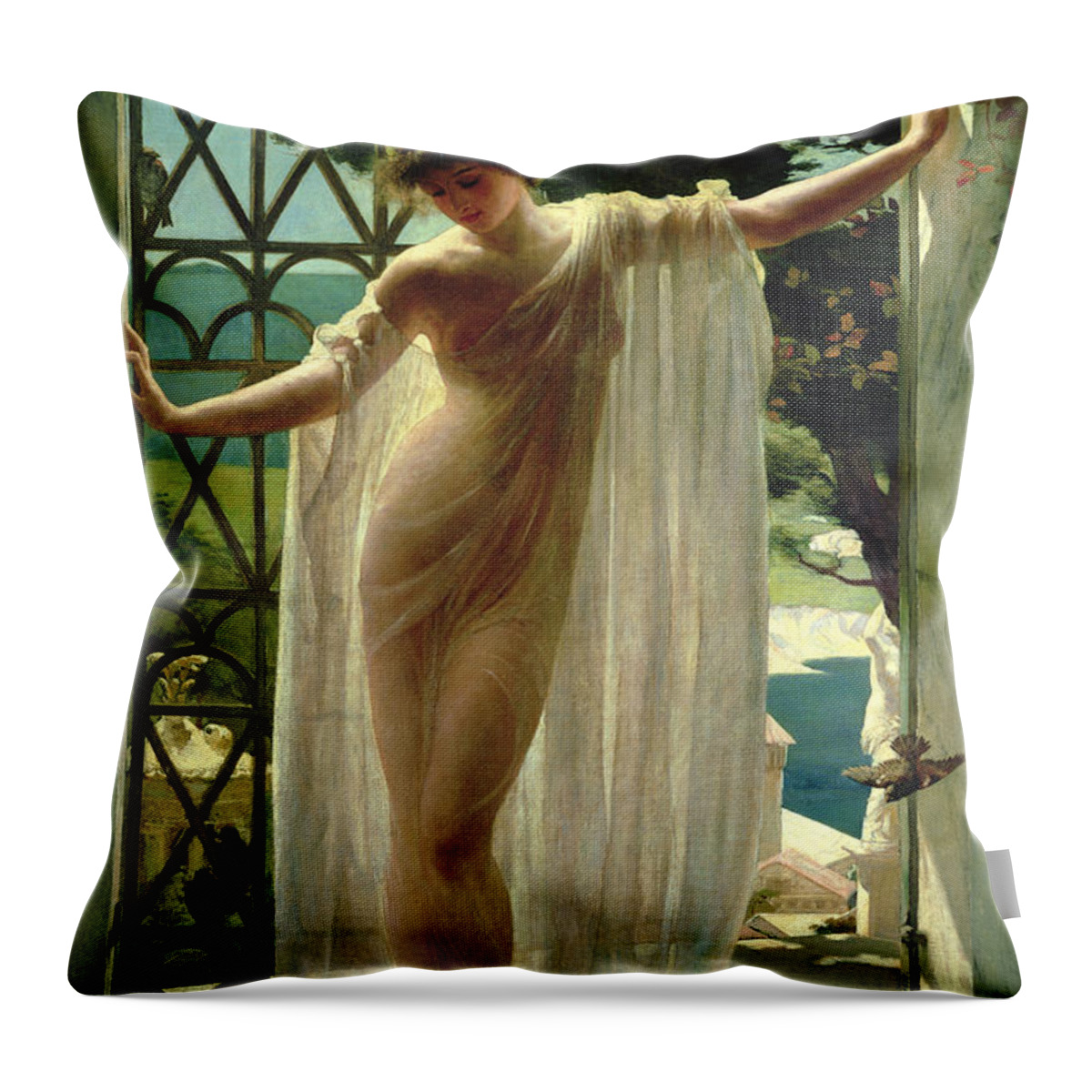 Lesbia Throw Pillow featuring the painting Lesbia by John Reinhard Weguelin
