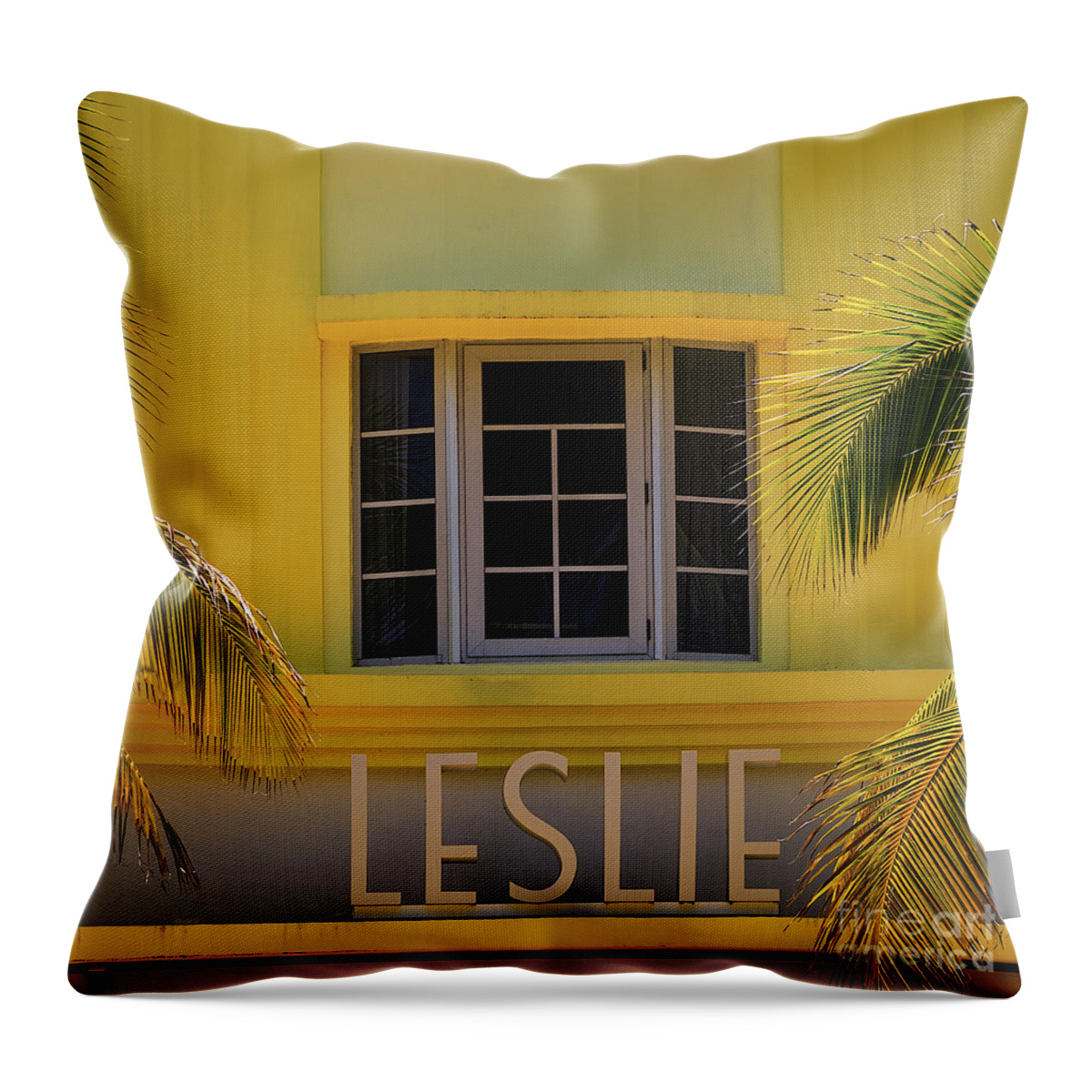 Art Deco Throw Pillow featuring the photograph Leslie Hotel by Doug Sturgess