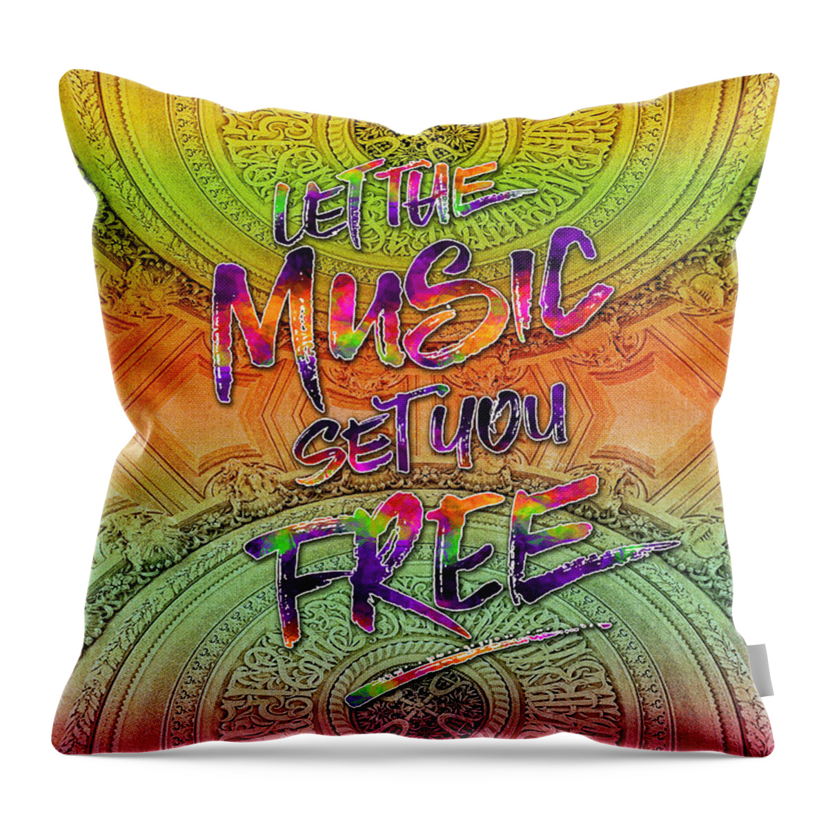 Let The Music Set You Free Throw Pillow featuring the photograph Let the Music Set You Free Rainbow Opera Garnier Paris by Beverly Claire Kaiya