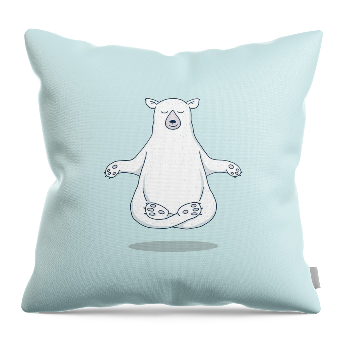 Polar Bear Throw Pillow featuring the digital art Levitating Meditating Polar Bear by Laura Ostrowski