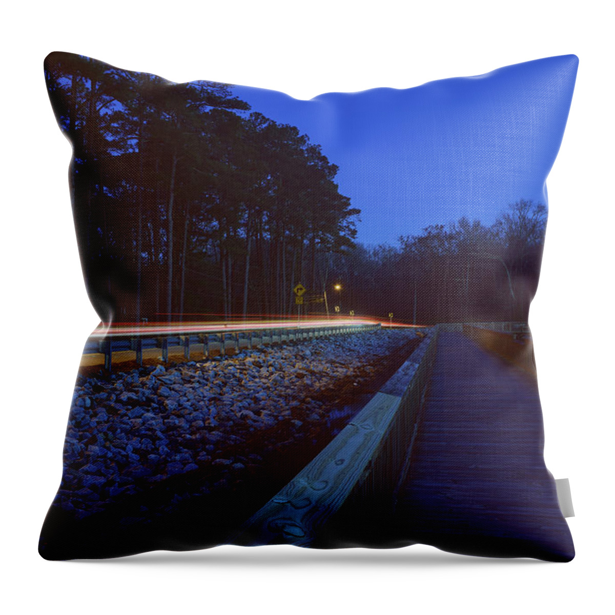 Light Throw Pillow featuring the photograph Light Trails on Elbow Road by Nicole Lloyd