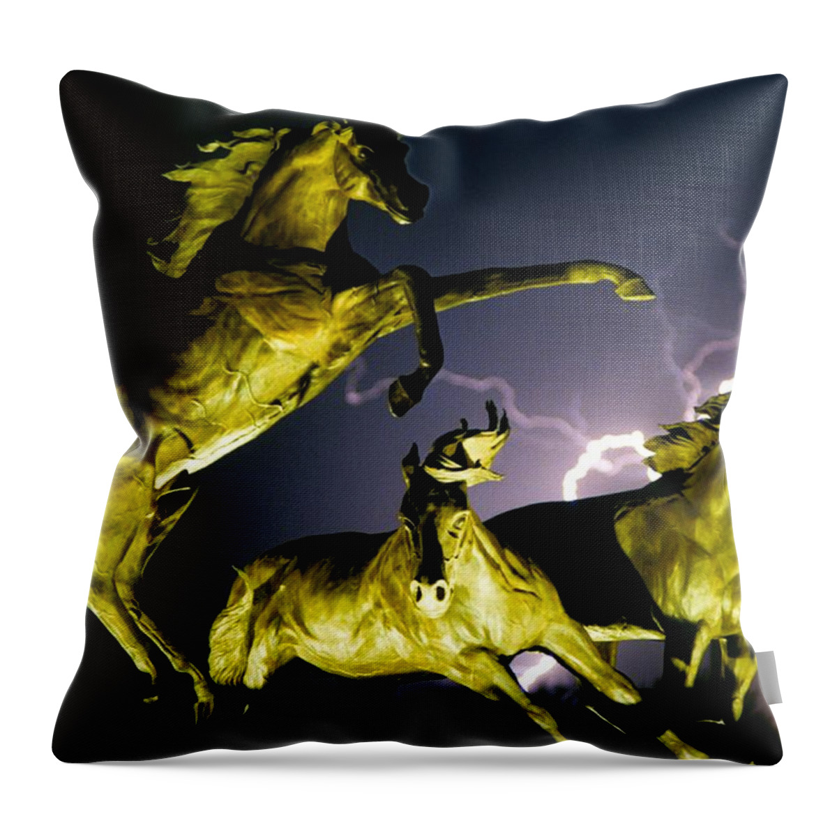 Lightning Throw Pillow featuring the photograph Lightning At Horse World Fine Art Print by James BO Insogna