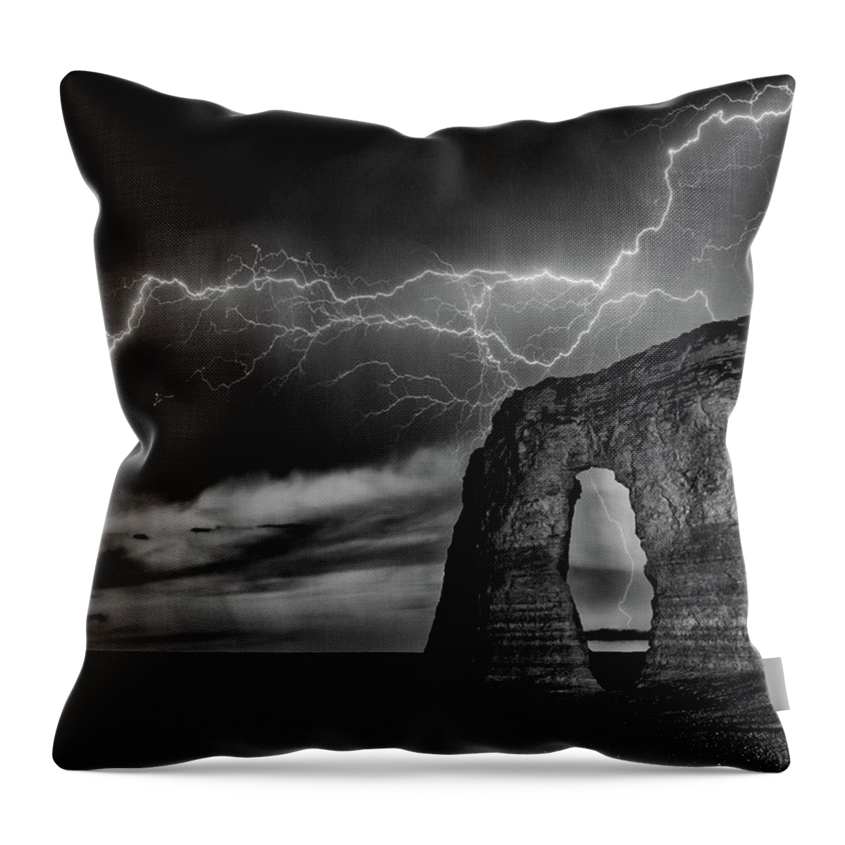 Storms Throw Pillow featuring the photograph Lightning at Monument Rocks by Darren White