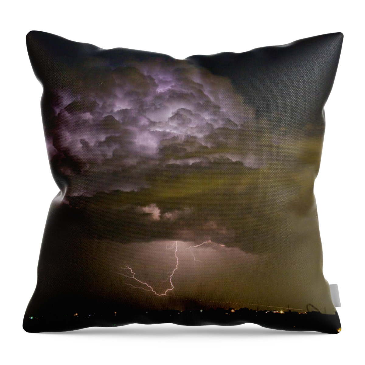 Striking Throw Pillow featuring the photograph Lightning Thunderstorm with a Hook by James BO Insogna
