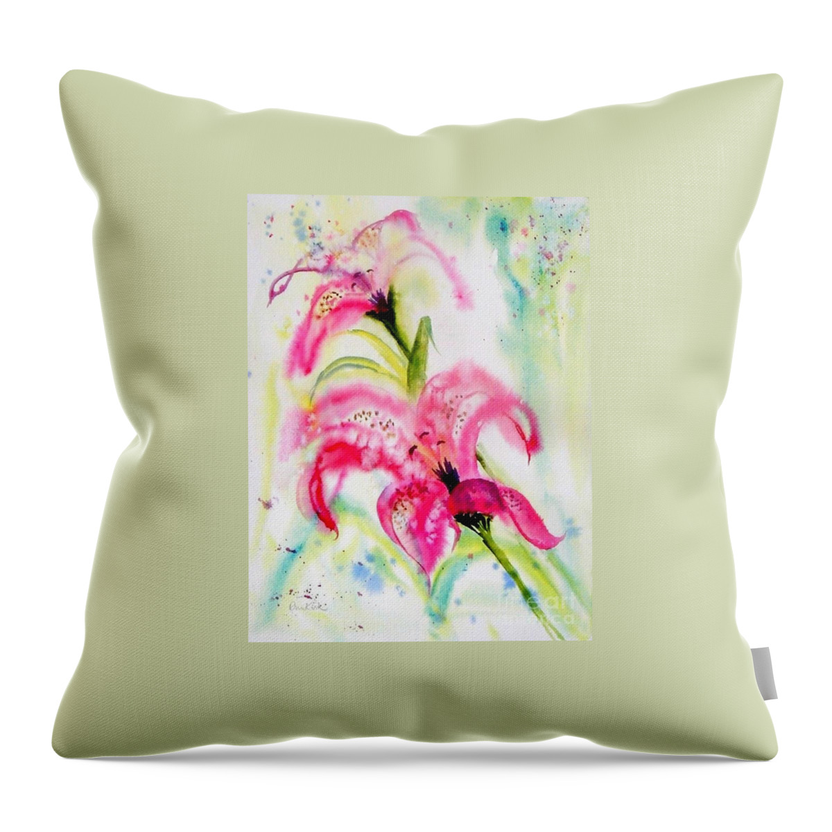 Flowers Throw Pillow featuring the painting Lily Folly by Diane Kirk
