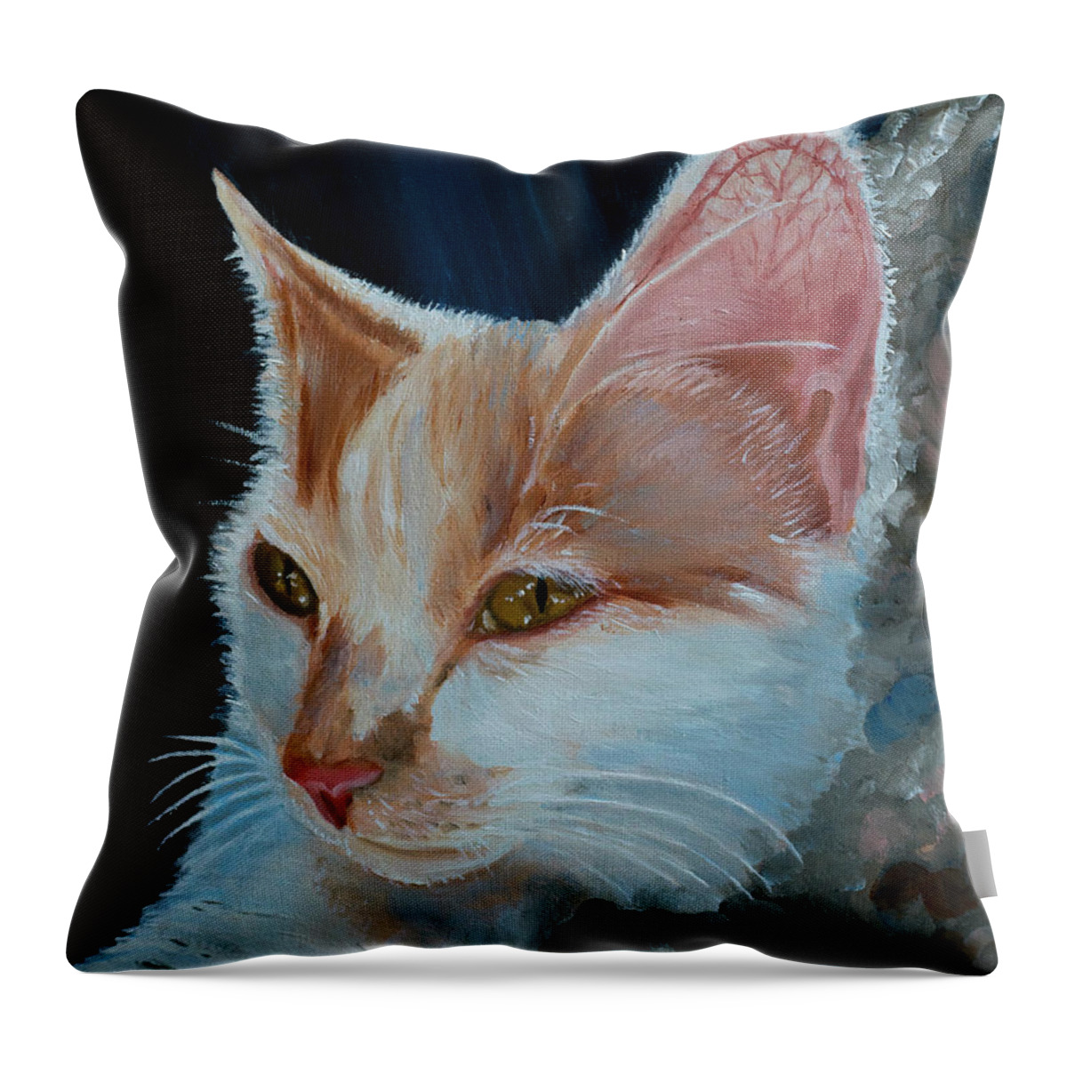 Cat Throw Pillow featuring the painting Lily by Jackie MacNair