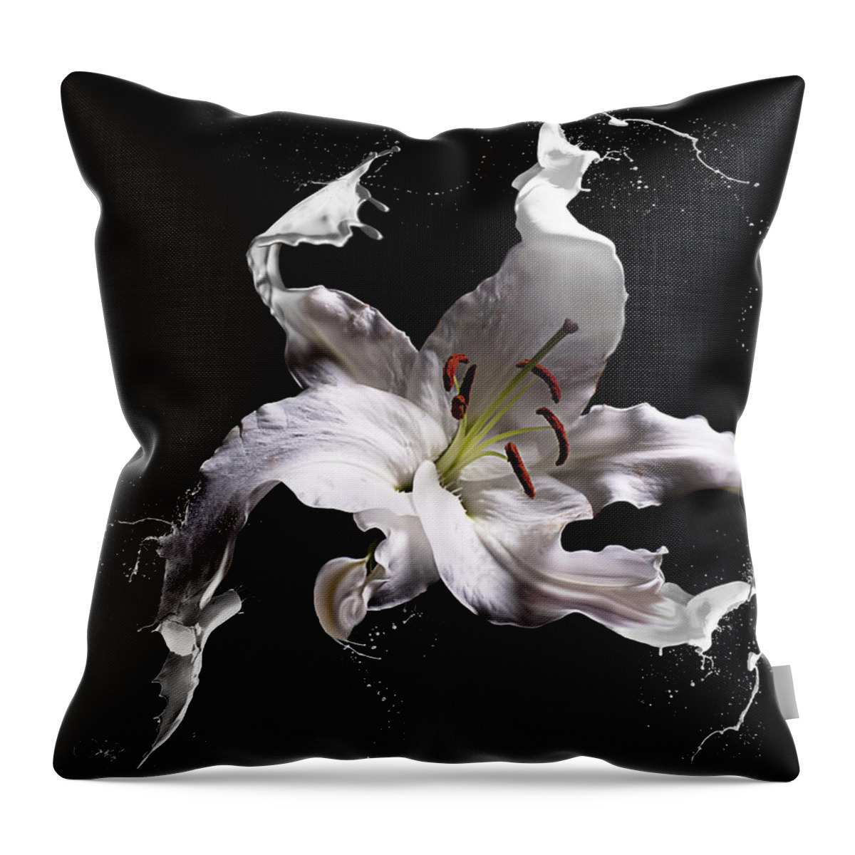 Lily Throw Pillow featuring the photograph Lily Splash by Lori Hutchison