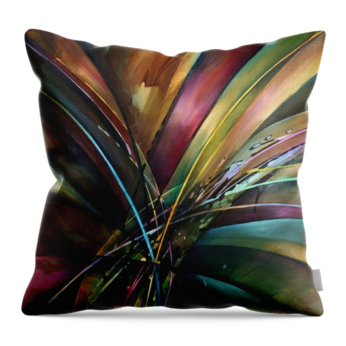 Abstract Art Throw Pillow featuring the painting 'Lily's Song' by Michael Lang