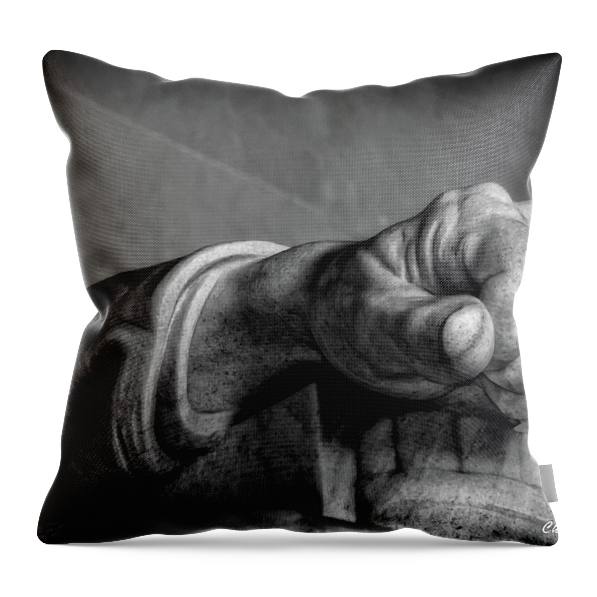 Lincoln Throw Pillow featuring the photograph Lincoln's Left Hand B-W by Christopher Holmes