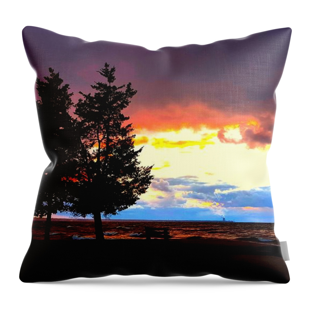 Lake Throw Pillow featuring the photograph Lingering Light by Dani McEvoy
