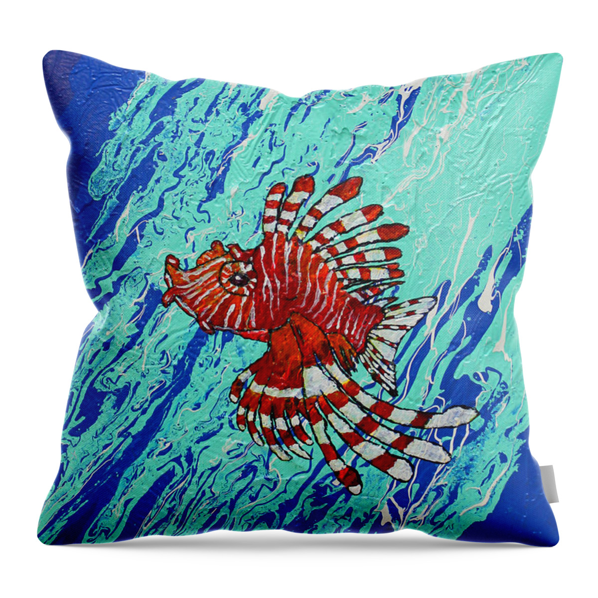 Lionfish Throw Pillow featuring the painting Lion Chief by Jerome Wilson