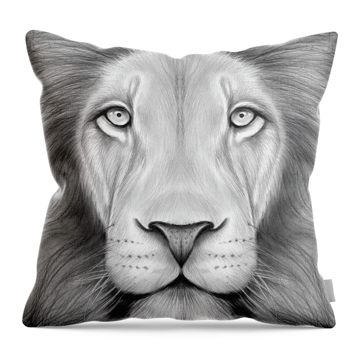 Lion Head Throw Pillow featuring the drawing Lion Head by Greg Joens