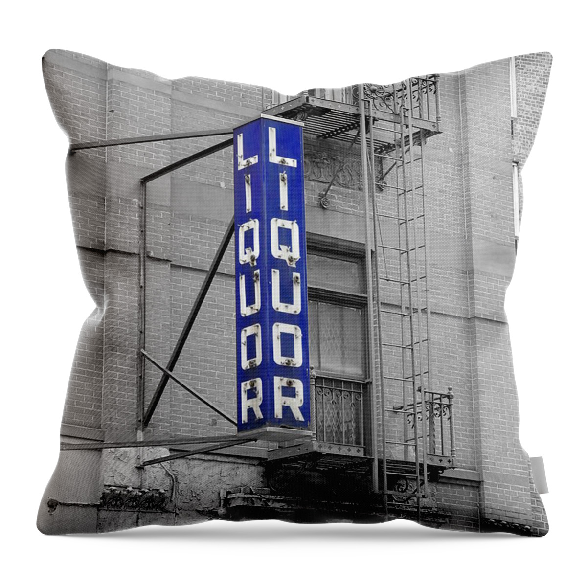 Richard Reeve Throw Pillow featuring the photograph Liquor Store NYC by Richard Reeve