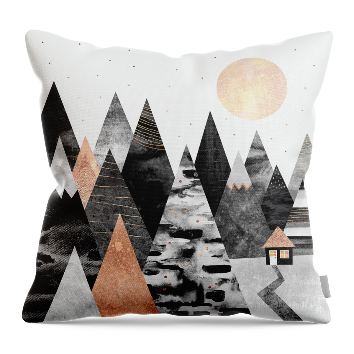 Graphic Throw Pillow featuring the digital art Little Cabin by Elisabeth Fredriksson