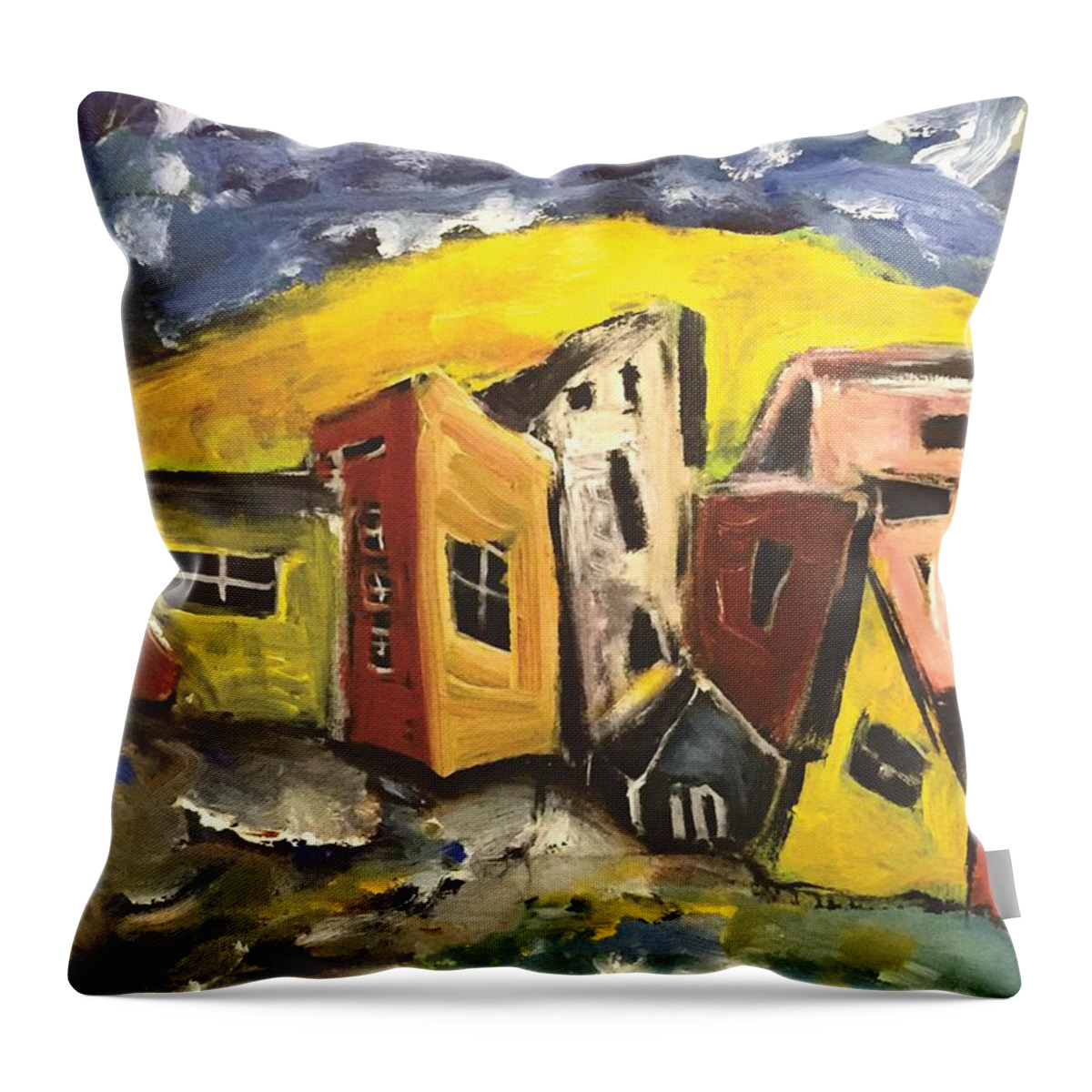 Sky Throw Pillow featuring the painting Little Change in the weather by Dennis Ellman