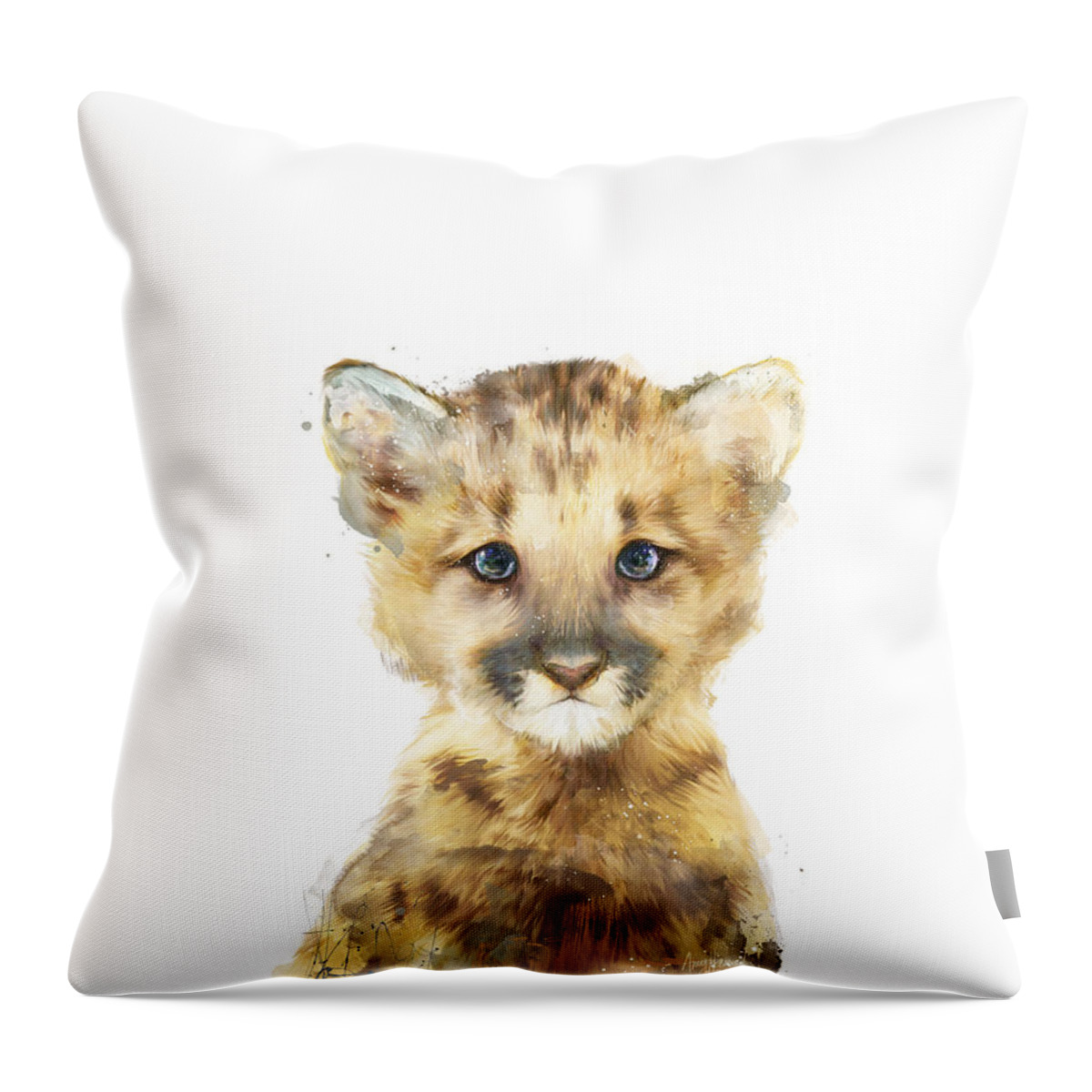 Mountain Lion Throw Pillow featuring the painting Little Mountain Lion by Amy Hamilton