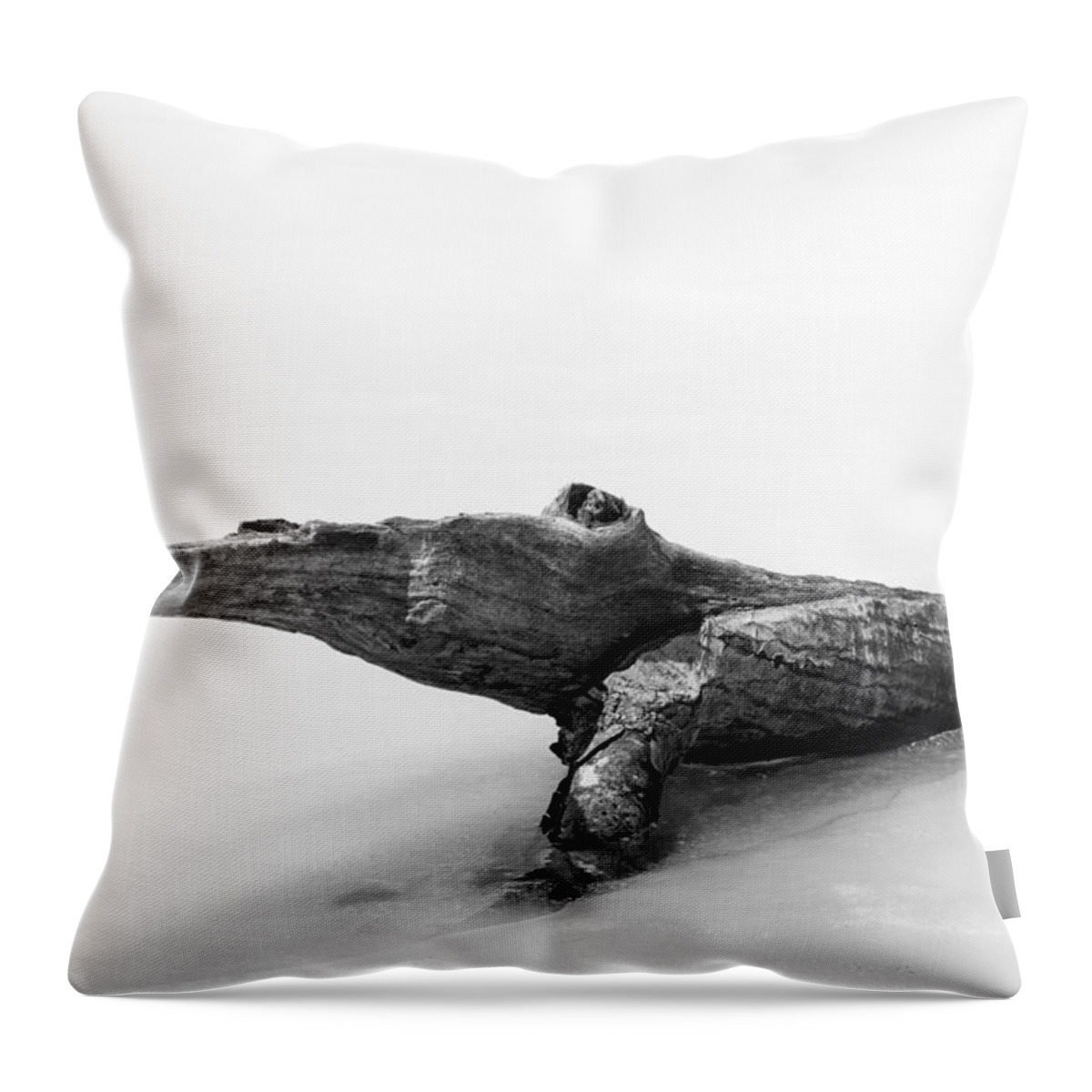 Black And White Throw Pillow featuring the photograph Log Monster by Michael Hubley