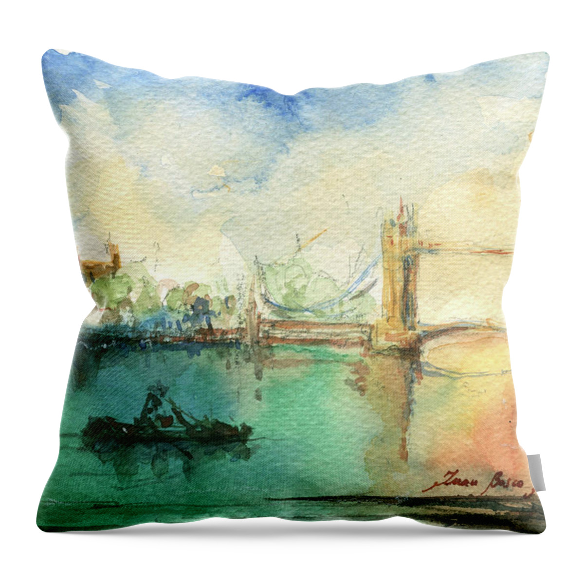London Decor Throw Pillow featuring the painting London by Juan Bosco