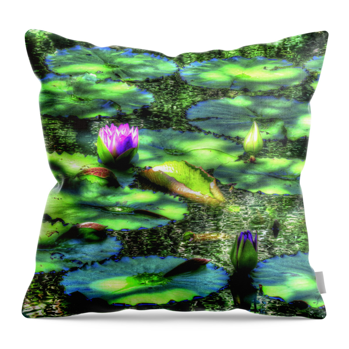 Water Lily Throw Pillow featuring the digital art Lone Lily by Kathleen Illes
