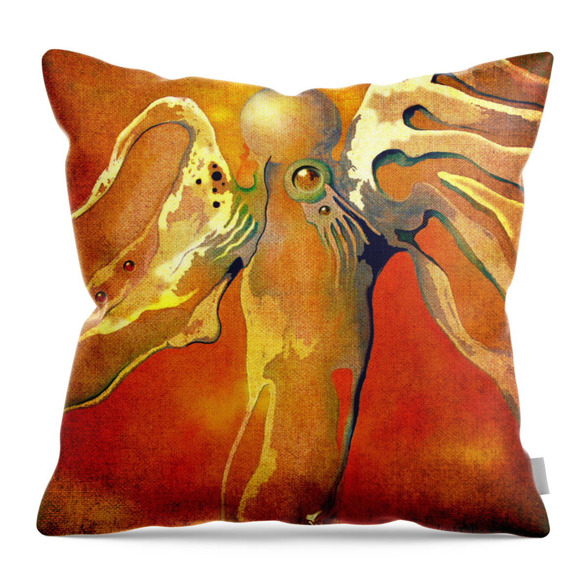 Angel Throw Pillow featuring the painting Lonely Angel by Alexa Szlavics