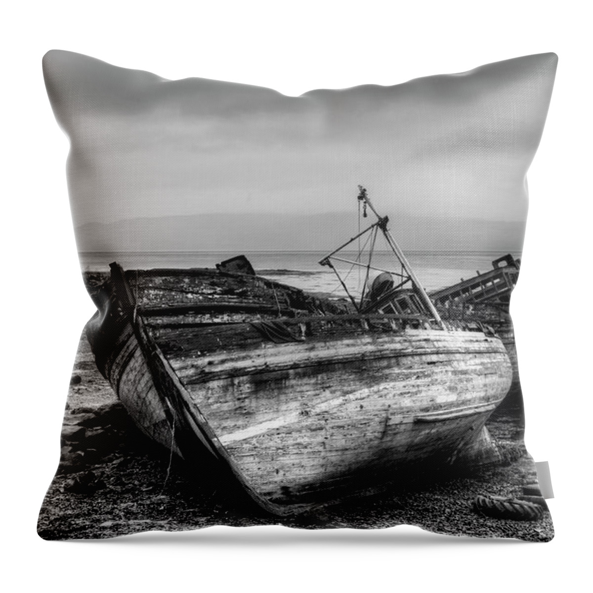 Isle Of Mull Throw Pillow featuring the photograph Lonely fishing boats by Michalakis Ppalis
