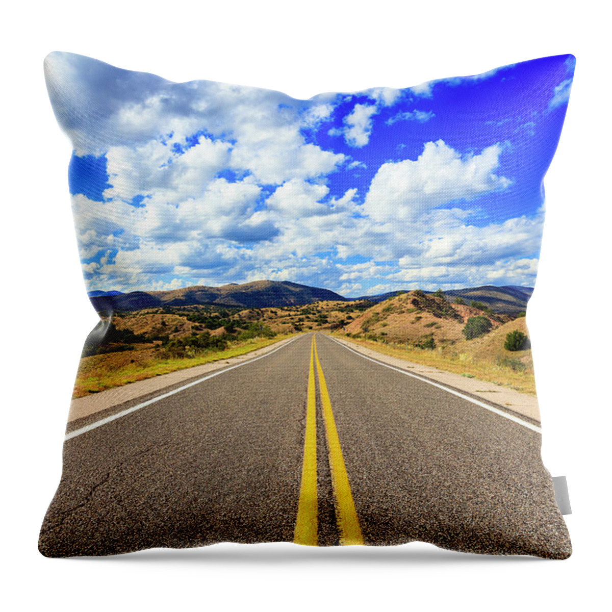 Gila National Forest Throw Pillow featuring the photograph Lonely New Mexico Highway by Raul Rodriguez